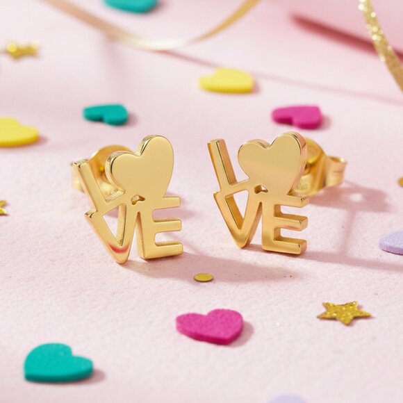 🆕️LOVE Stud Earrings – 18K Gold Plated Stainless Steel | Gift-Ready Elegance 💕 - Picture 6 of 9